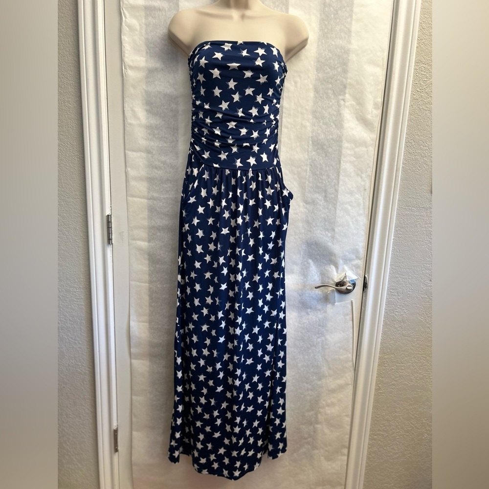 Patriotic Stars Maxi Dress American Flag Strapless Dress By Closet Candy Sz-S U2
